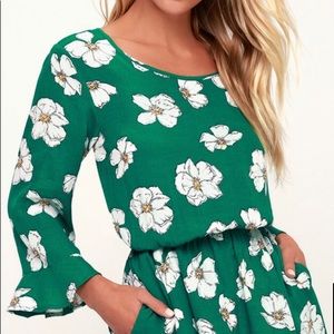 Greenhouse Floral Print Flounce Sleeve Romper